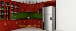 thiết kế tủ bếp nhôm vân gỗ đẹp