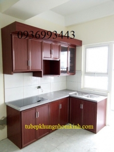 tủ bếp nhôm vân gỗ