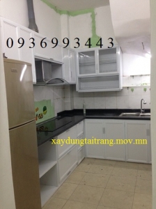 tủ bếp nhôm sơn tĩnh điện