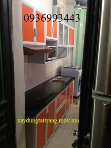 thiết kế tủ bếp nhôm