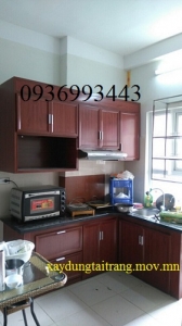 tủ bếp nhôm vân gỗ